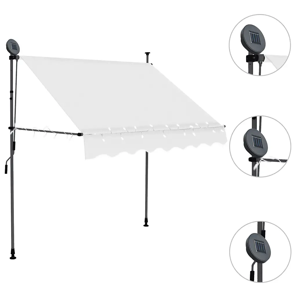 Tenda da Sole Retrattile Manuale con LED 100 cm Crema cod mxl 20621