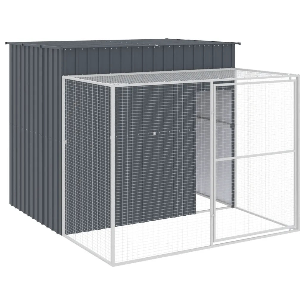 Casetta Cani con Corsa Antracite 214x253x181 cm Acciaio Zincatocod mxl 69725