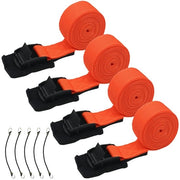 Pacchetto di 4 cinturoni di sostegno 2,5 cm x 4 m, cinturoni di sostegno con chiusura a morsa, carico di sicurezza 250 kg, set di cinturoni di sostegno inclusi 5 gomiti per carichi trasportati con biciclette, motori e auto (arancione, 2,5 cm x 4 m)