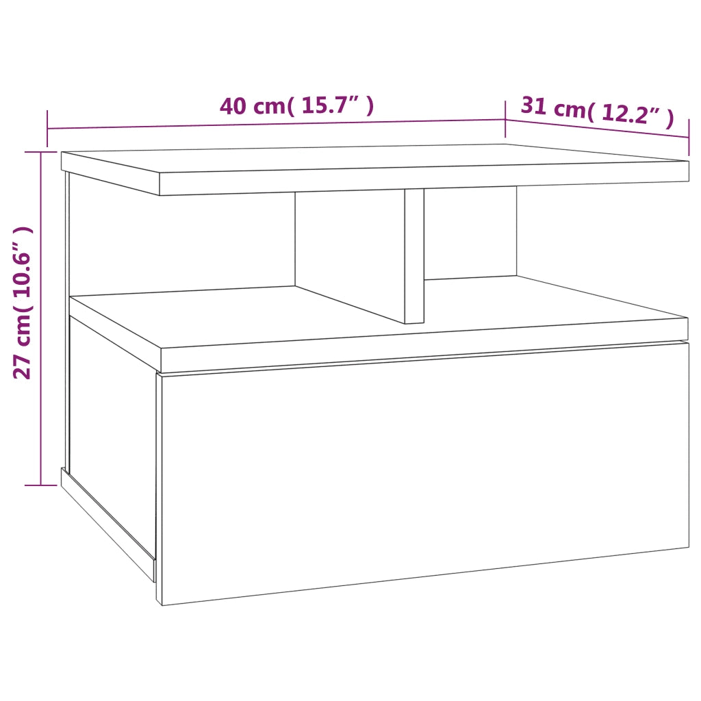 Comodino Pensile Grigio Sonoma 40x31x27cm in Legno Multistrato cod mxl 31123