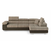 Divano angolare convertibile MENTON beige e marrone bouclé – 4 posti con contenitore