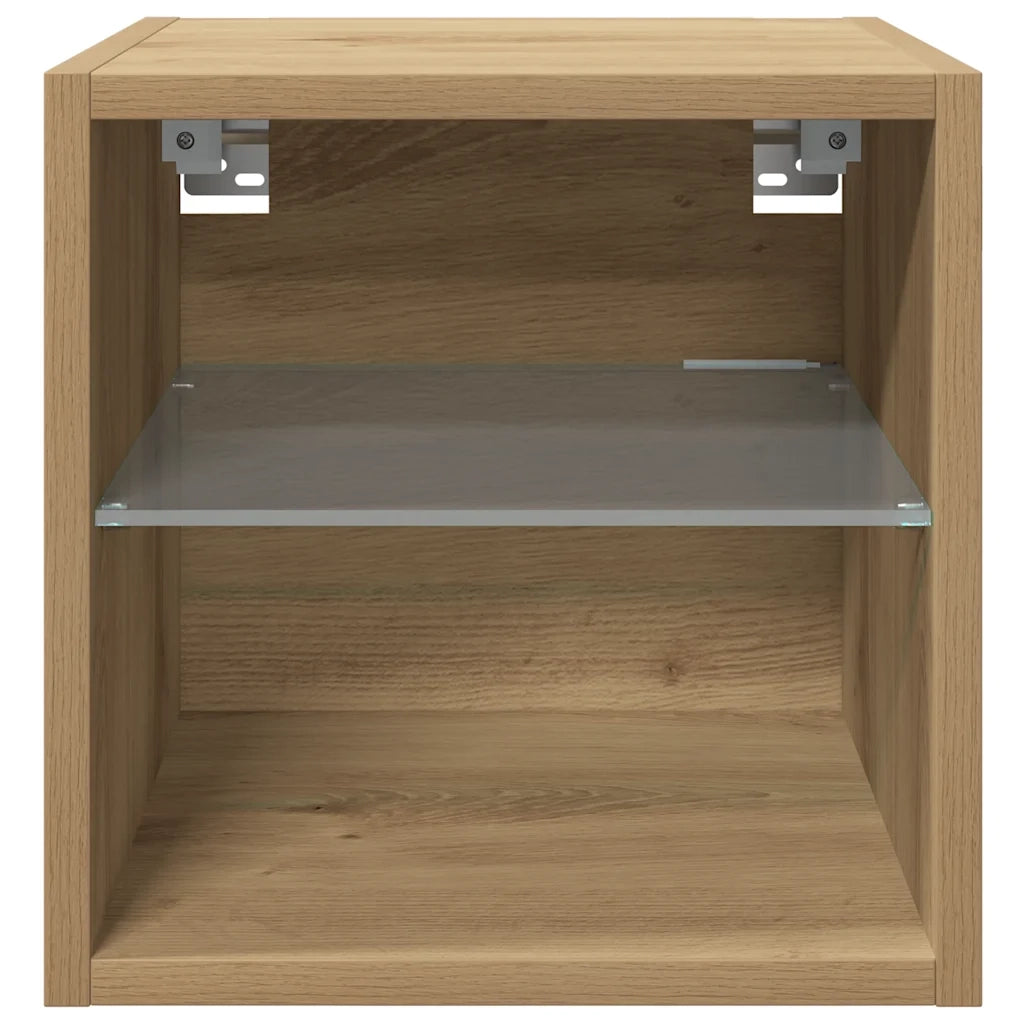 Mobili TV a Parete con Luci LED 2 pz Rovere Artigianale