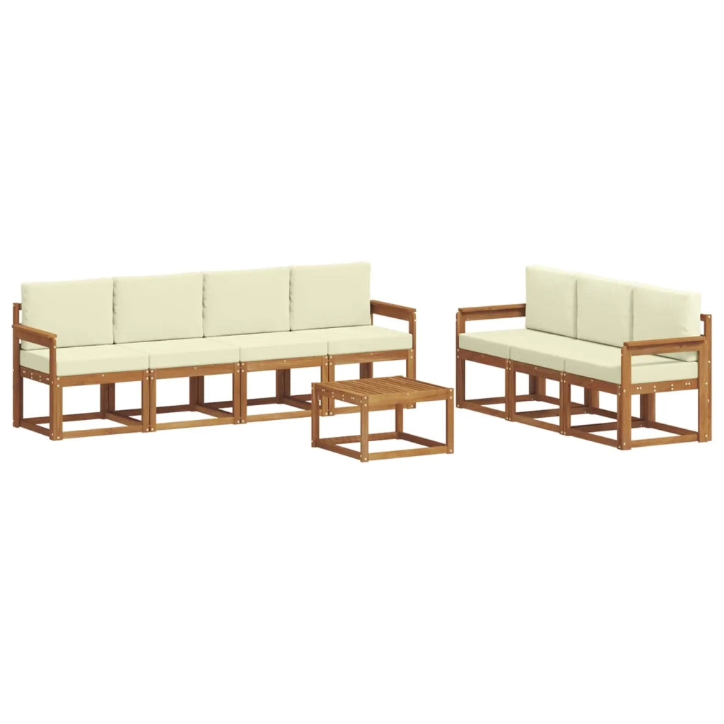 Set di divani da esterno con cuscino 8 pcs Naturale e Crema