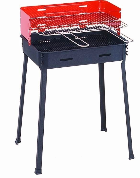 Barbecue fornacella a carbone rettangolare regolabile 3 posizioni 48 x 35 x 75 cm