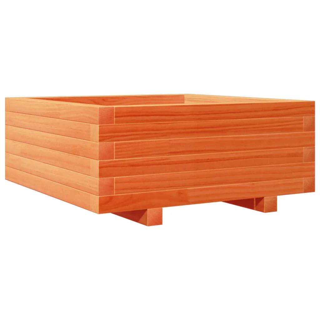 Fioriera rialzata per piante fiori terrazza giardino finitura a cera 60 x 60 x 26,5 cm legno di pino massiccio marrone 02_0038470