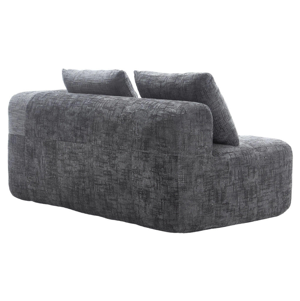 Divano chaise longue in ciniglia grigio con tasche laterali