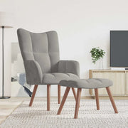 Divano Sedia-Poltrona Relax con Poggiapiedi Grigio Chiaro in Velluto 457000
