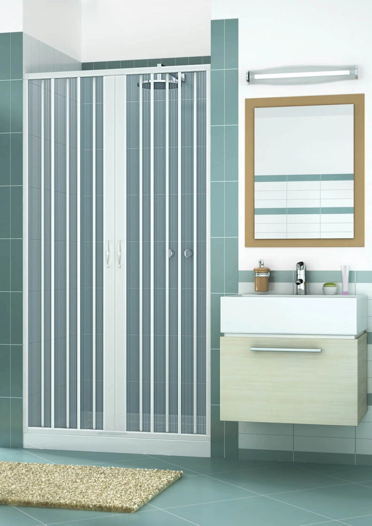Porta Parete Doccia 110 cm 2 Ante a Soffietto in PVC H185 Caldoni Vens Bianco