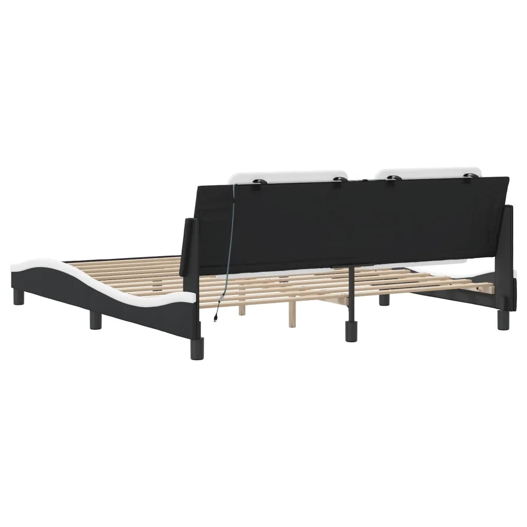 Giroletto con LED senza Materasso-Struttura Letto Zadar Nero e Bianco 180x200 cm