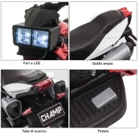 Moto Elettrica per Bambini 3-5 Anni (max. 25kg) con 3 Ruote, Luci e Suoni, Batteria 6V, Rosso, 86x42x52cm