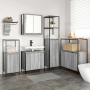 Set di mobili per il bagno con porta 5 pcs Grigio Sonoma e Nero 3328387