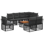 Set di divani da esterno 9 pcs Nero e Grigio scuro Poliestere 3437701