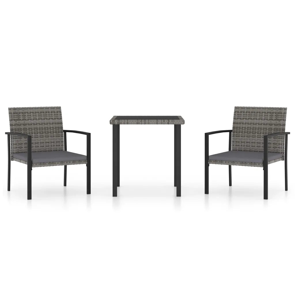 Set da Pranzo da Giardino 3 pz | Set Salotto da Giardino in Polyrattan Grigio