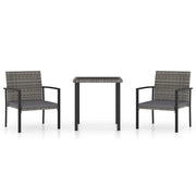 Set da Pranzo da Giardino 3 pz | Set Salotto da Giardino in Polyrattan Grigio