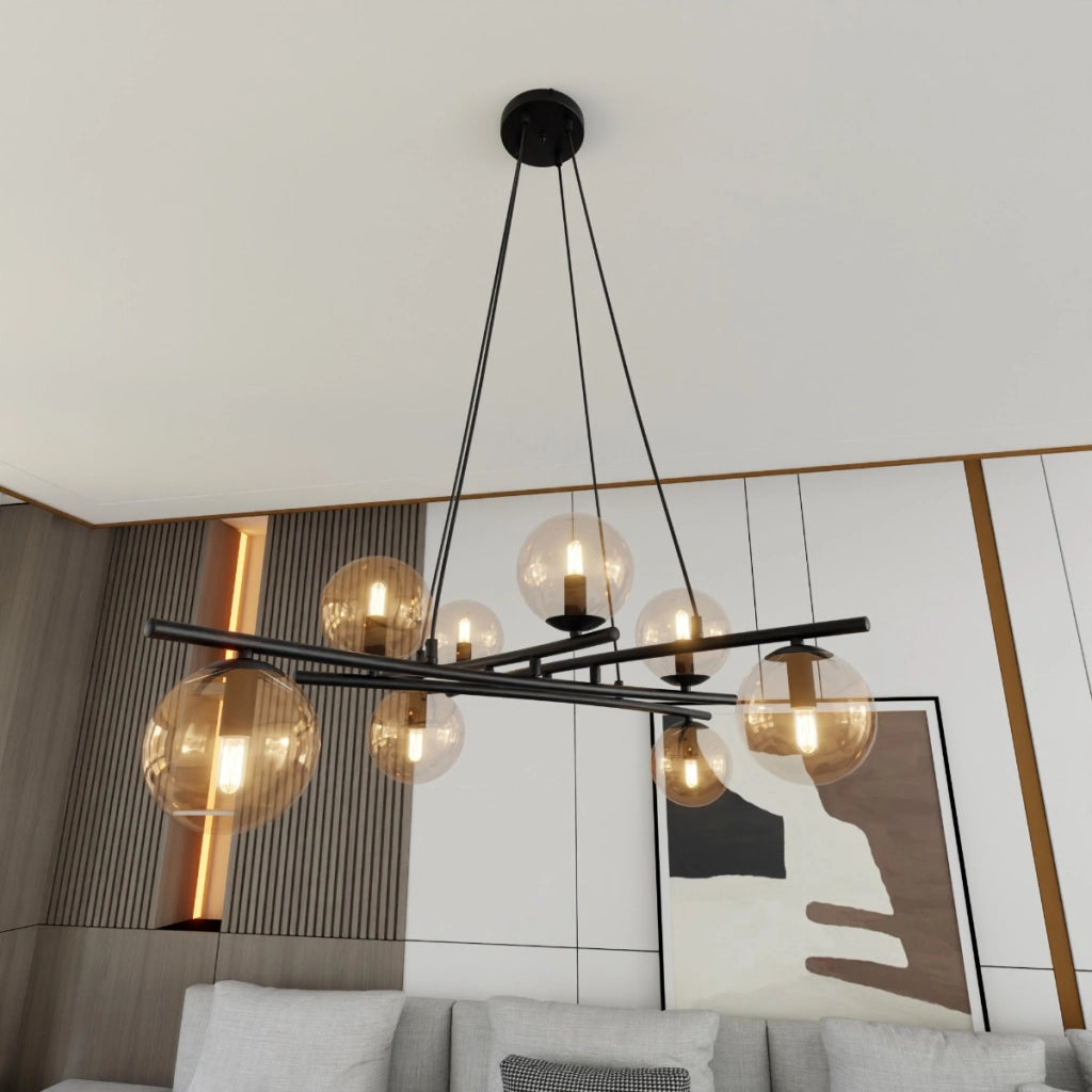 Lampadario sospeso ESSA 8 luci Emibig nero/miele Ø100cm