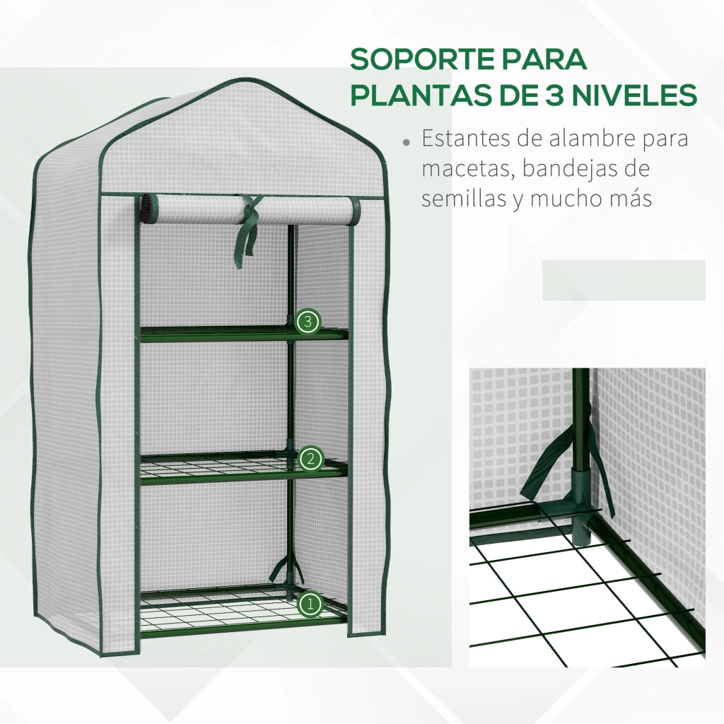 Serra da Giardino con 3 Ripiani ¨C zephmum ¨C 59x39x127 cm Bianco