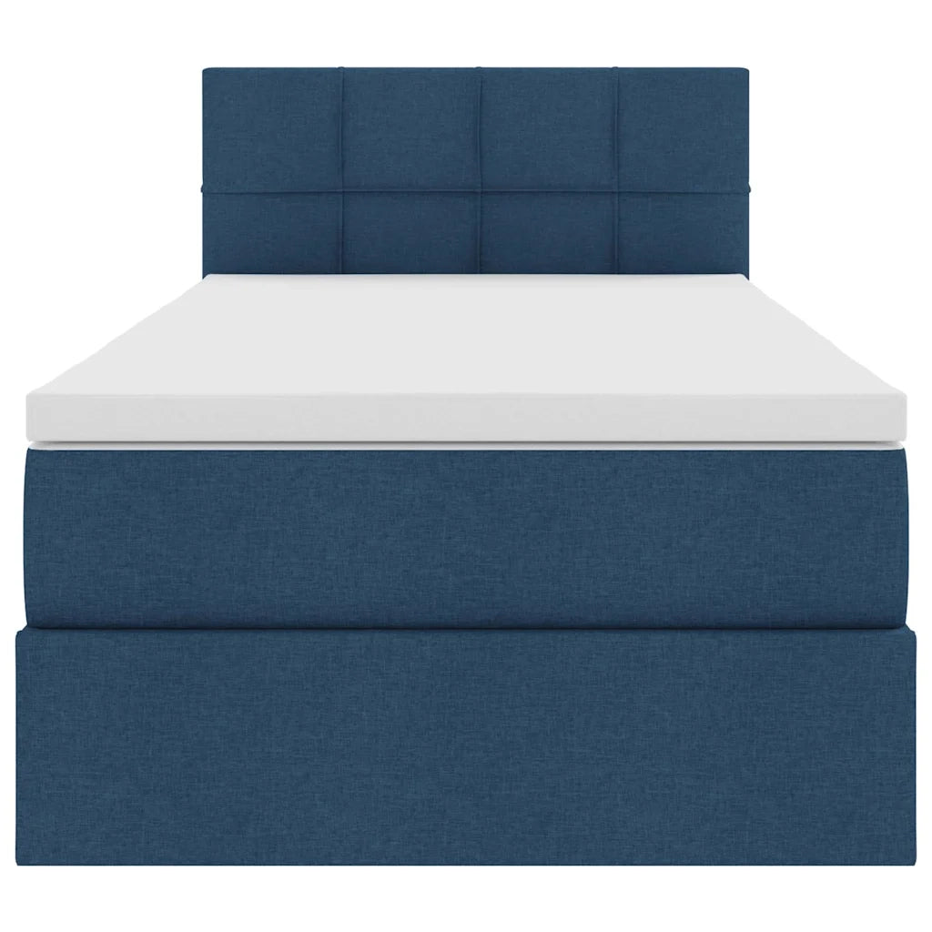 Letto con contenitore e materasso con testiera Blu 100 x 200 cm