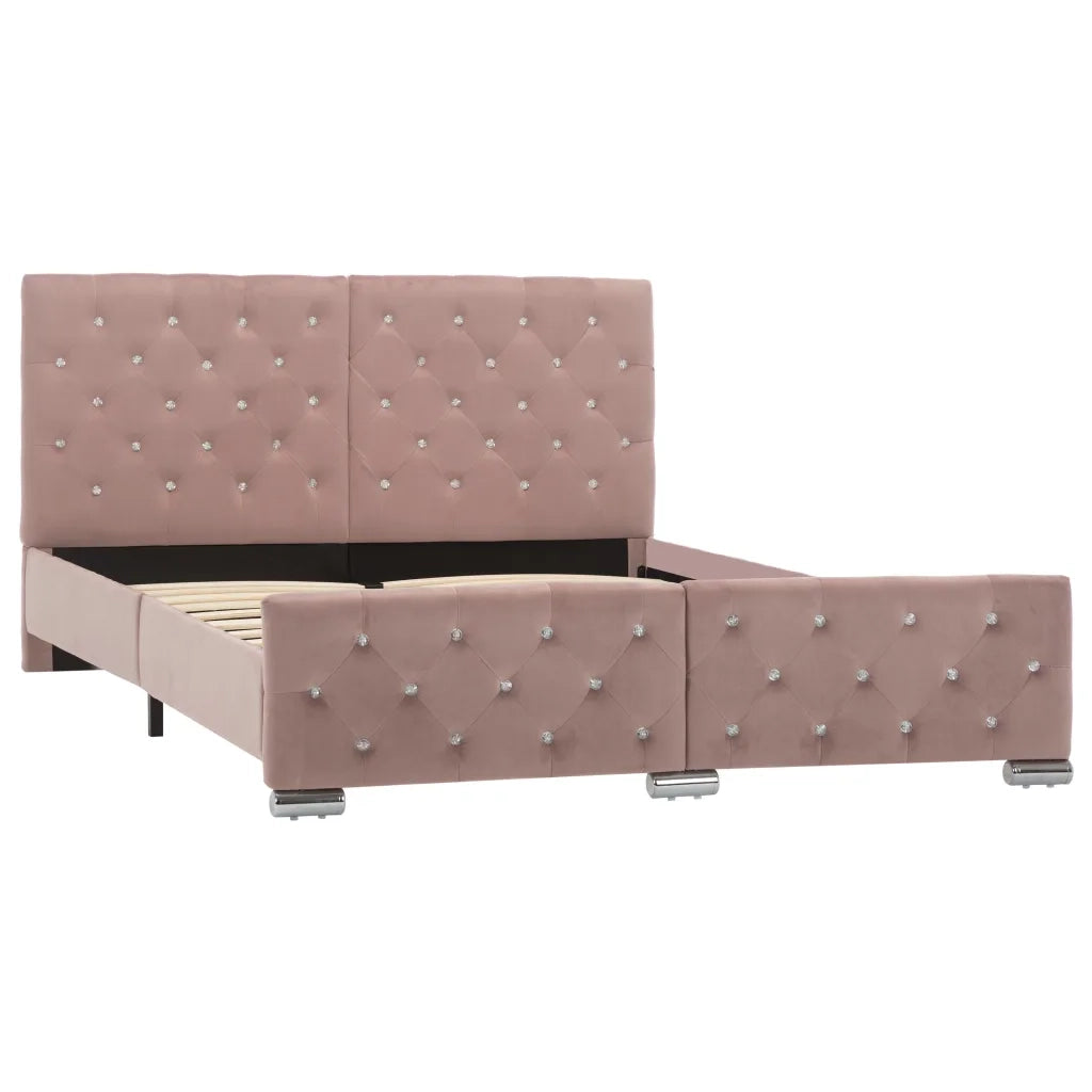 Giroletto-Struttura Letto Rosa in Velluto 140x200 cm