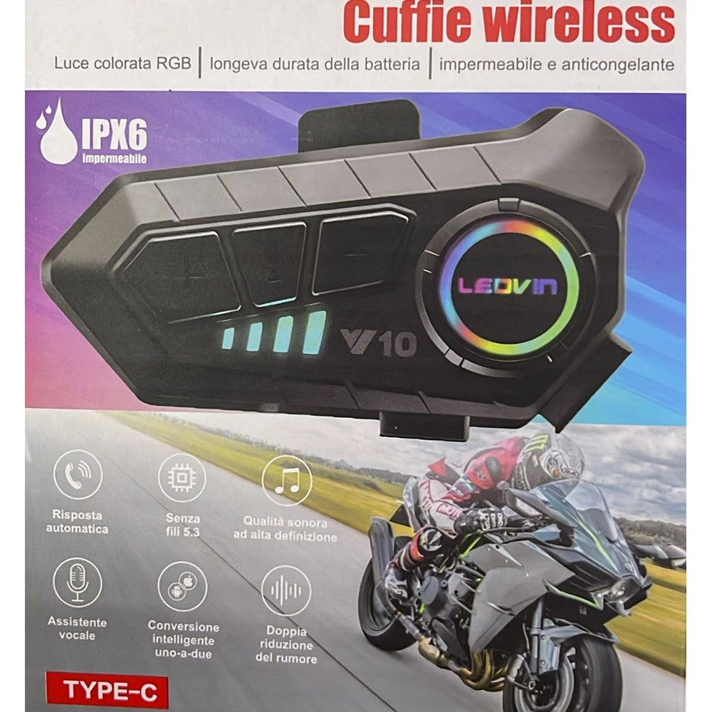 Trade Shop - Auricolare Cuffie Casco Moto 5.3 Interfono Ipx6 Impermeabile Risposta Automatica Le-524 -