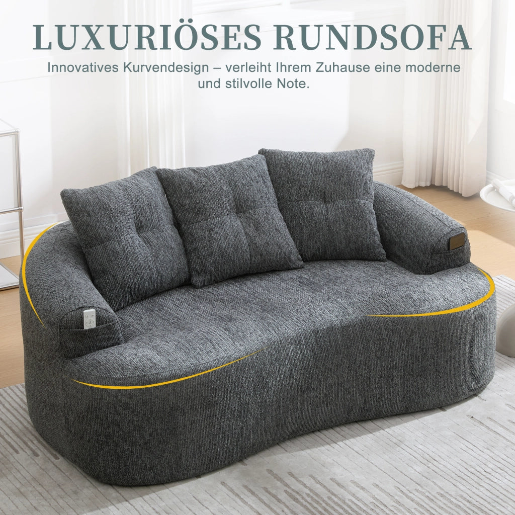DIVANO 2 POSTI 164x92x60 cm Chenille Grigio