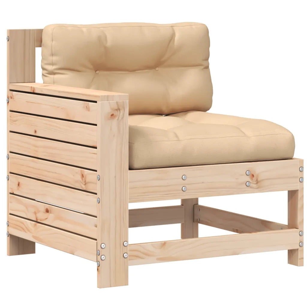 Divano Giardino Senza Braccioli con Cuscino-Sofa da Giardino-Divanetto da esterno Legno Massello Pino 312444