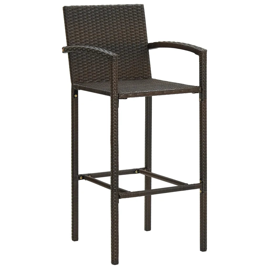 Sgabelli da Bar 2 pz in Polyrattan Marrone