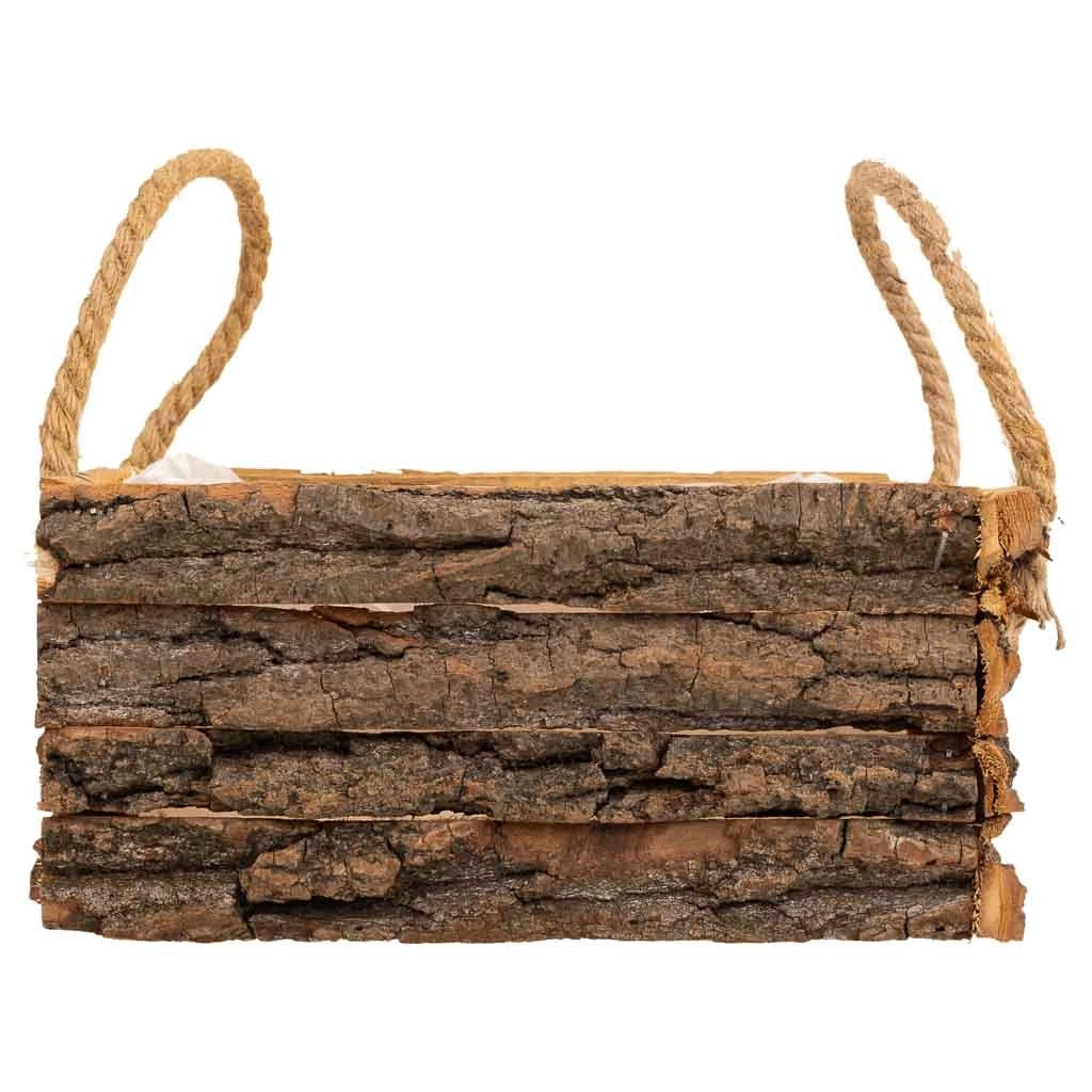 Cesto in legno con manici marroni 25x25x11h