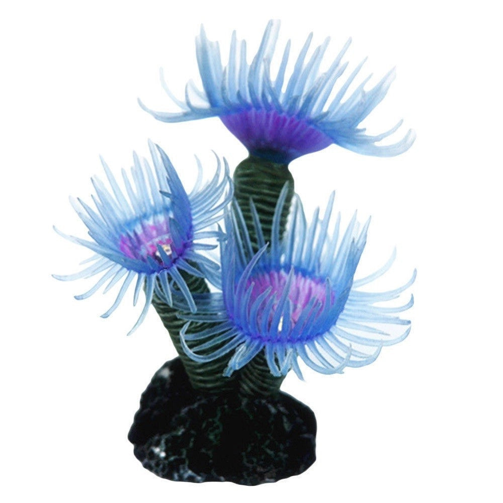 Trade Shop - Pianta Corallo Artificiale Finto Per Decorazione Acquario Blu Viola Vasca Pesci -