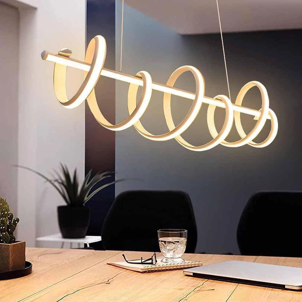 Trade Shop - Lampadario Led 60 Watt Lampada Twist Bianco Stilizzato Tecnologia Cct 3000k-6500k A68-b3c -