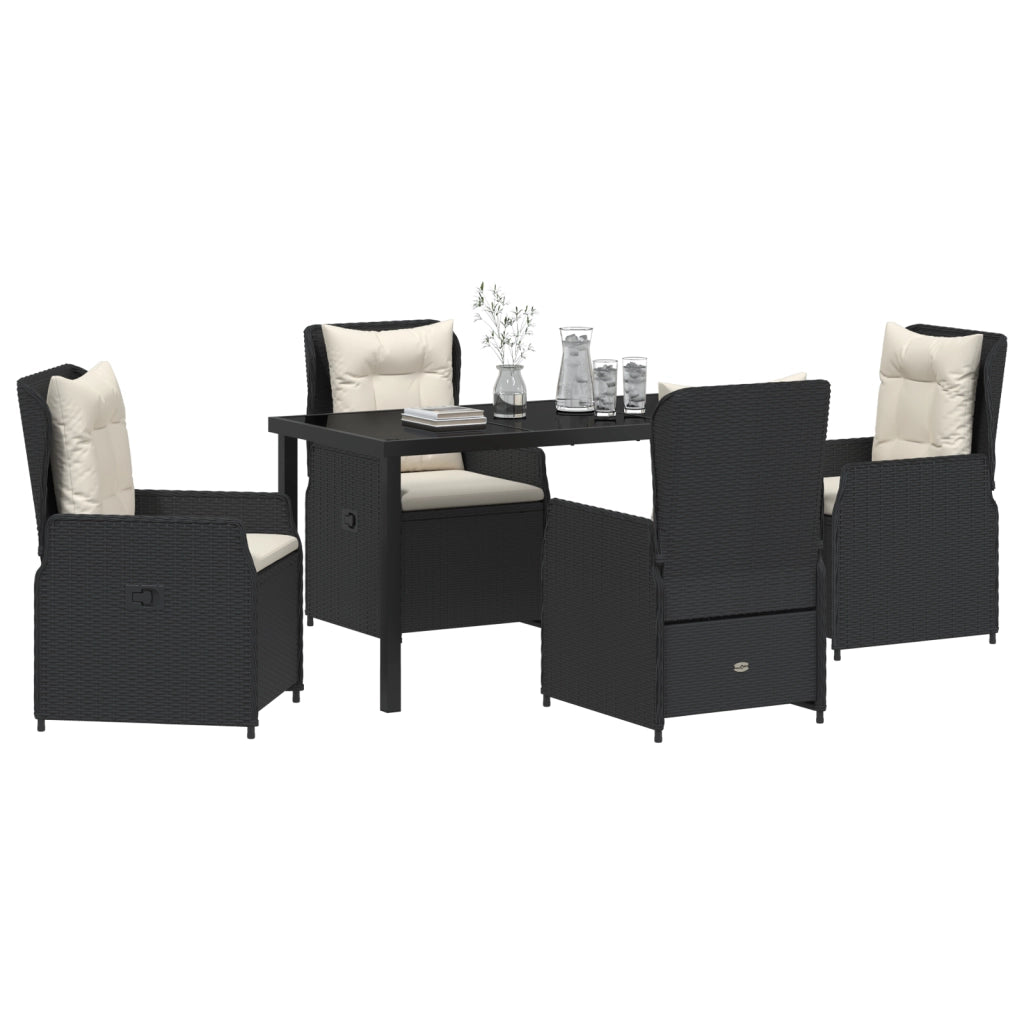 Set da pranzo 5 pezzi da giardino  Nero Polyrattan