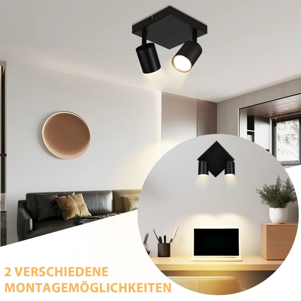 ZMH Faretto da soffitto 2 fiamme GU10 lampada da soffitto moderna parete orientabile 330° soggiorno