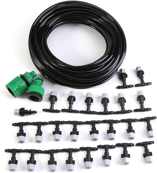 Sistema di Raffreddamento a Nebulizzazione Bocchetta di Aspersore per Giardino Patio Set di Irrigazione Micro (15M)