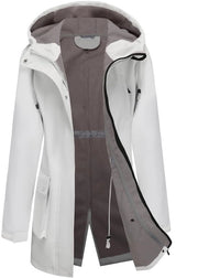 Giubbotto Softshell Donna - Impermeabile - Lunga Felpa - Cappuccio - Cinturino Regolabile - Pochette Ampie - Giacca da Neve