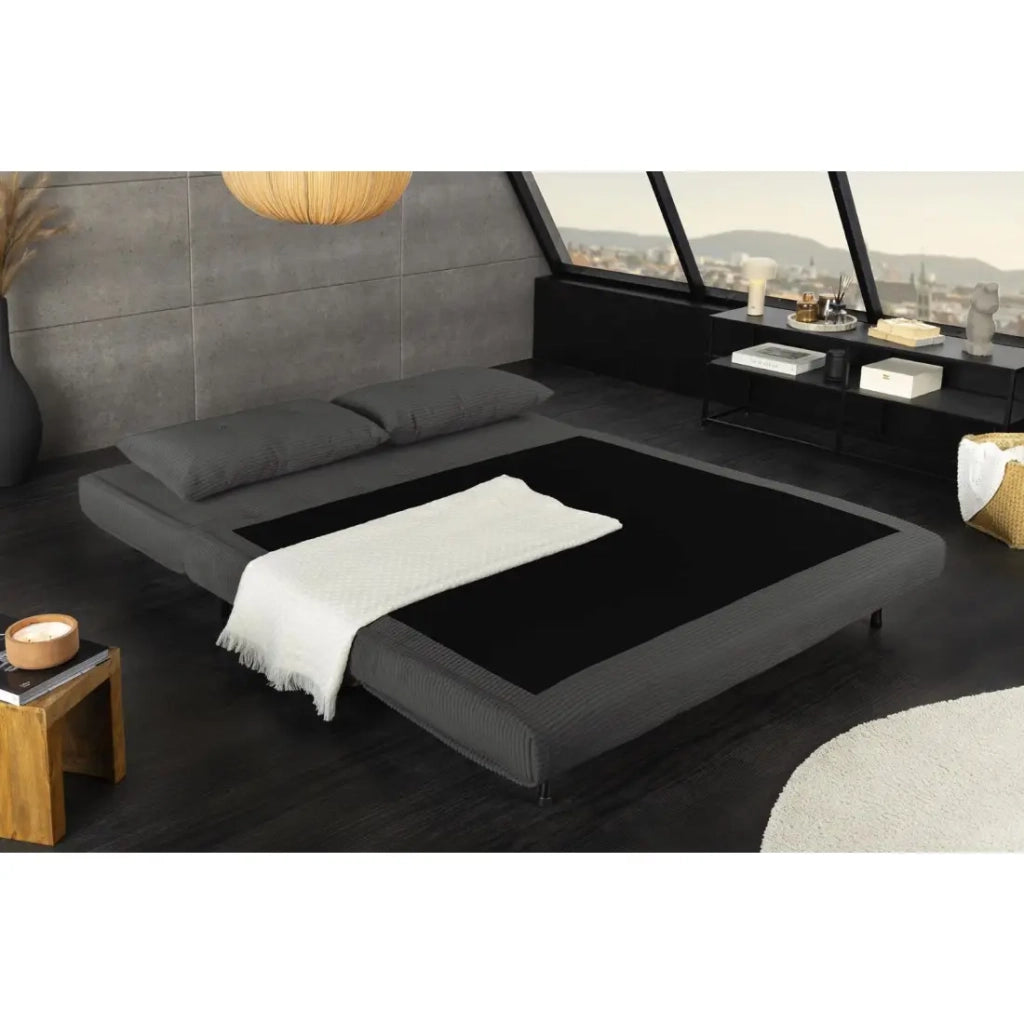 Divano trasformabile retto PRESTO grigio scuro – Divano letto 2 posti