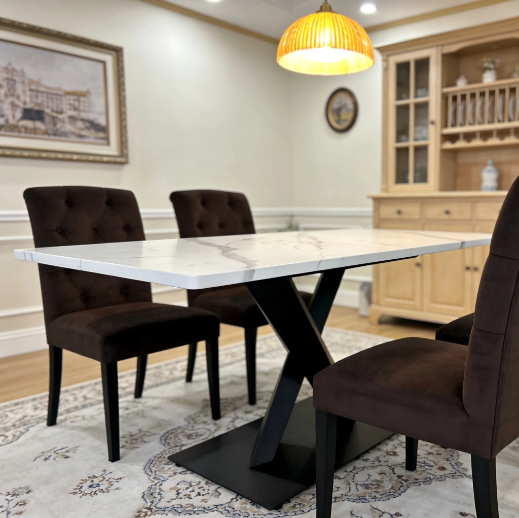 Tavolo da pranzo rettangolare 160x80x75 cm MDF bianco nero
