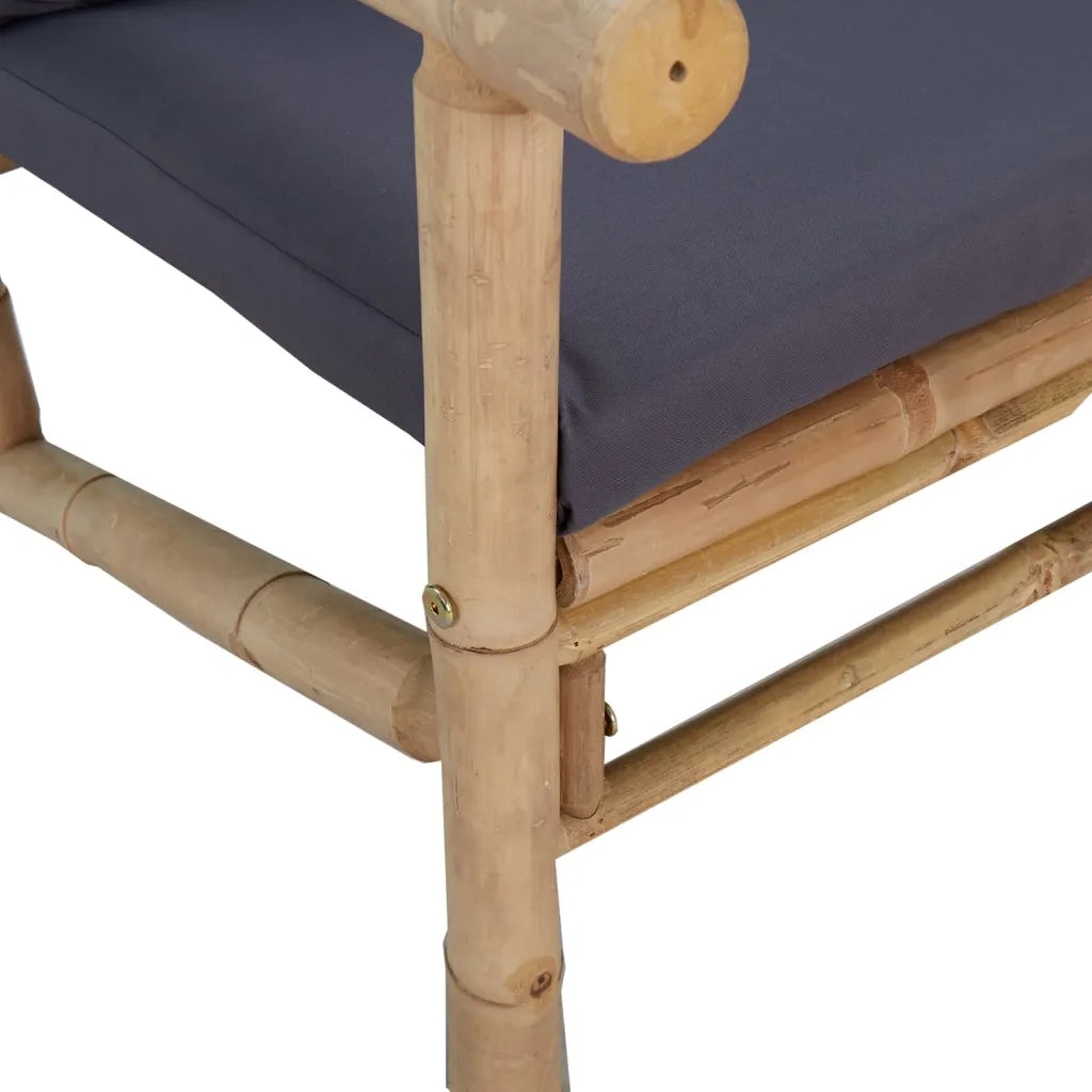 Sedia da patio-Sedie da Giardino 2 pz con Cuscini Grigio Scuro in Bamb¨´ 184318