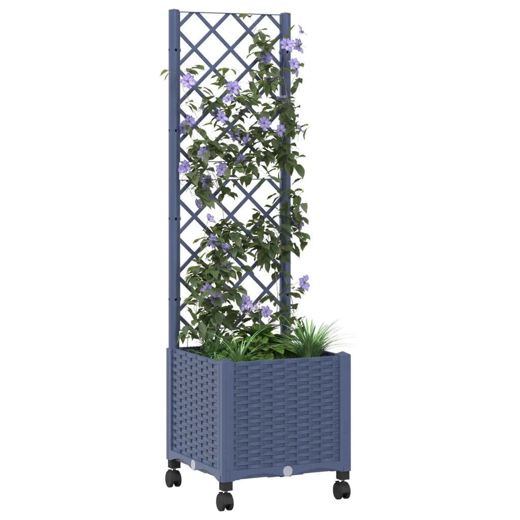 Vaso da giardino con grigliato e ruote Blu Grigio PP 3422921