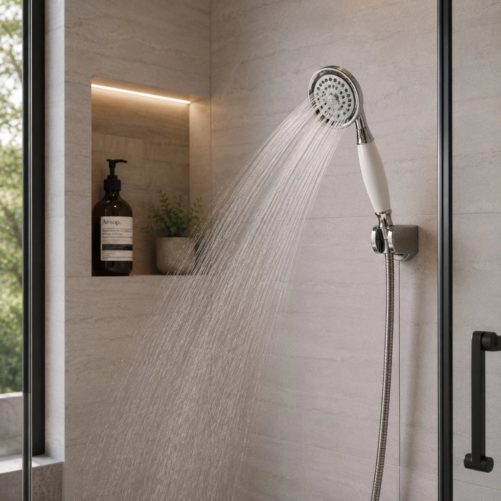 Soffione Doccia Vasca Stile Retrò Con Flessibile 1,8 m Supporto Muro 69041