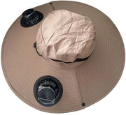 Ventilatore di Solare - Unisex Energia Solare/Carica USB - 6000 giri/min Dual Ventilatore - Protezione UV - Regolazione della Velocità del Ventello - Per Pescare/Trovare la Natura/Camminare - Khaki
