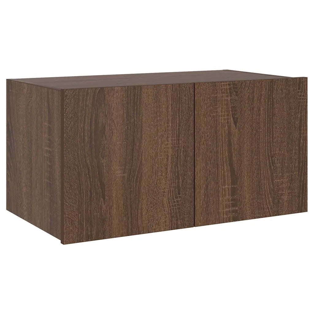 Mobile TV a Parete con Luci LED Rovere Marrone 60x35x31 cm 837279