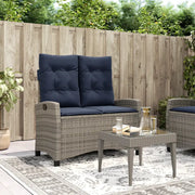 Panca Reclinabile da Giardino con Cuscini Grigia in Polyrattan 368233