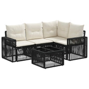 Set Divano da Giardino 5 pcs Nero e Bianco Crema polyrattan 3435118