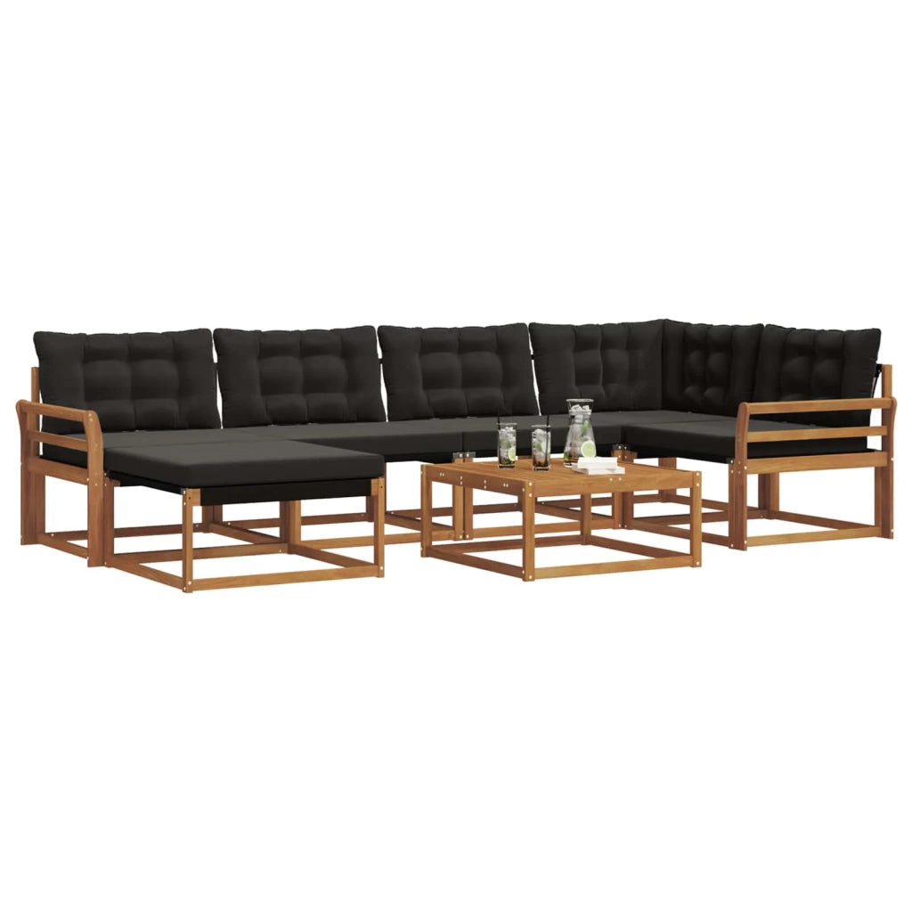 Set di divani da esterno con cuscino 19 pcs Naturale e Nero