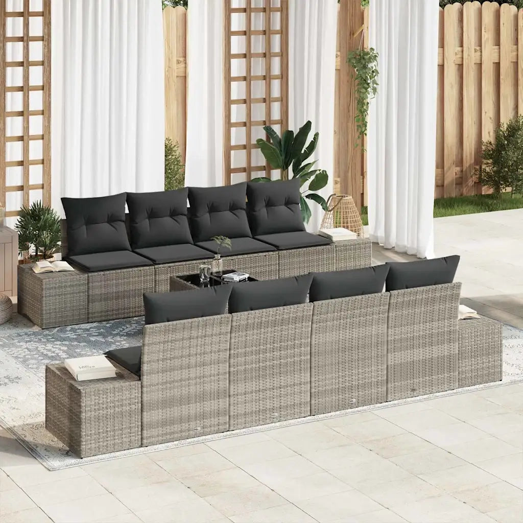 Set Divano da Giardino 8 pcs Grigio chiaro e grigio scuro
