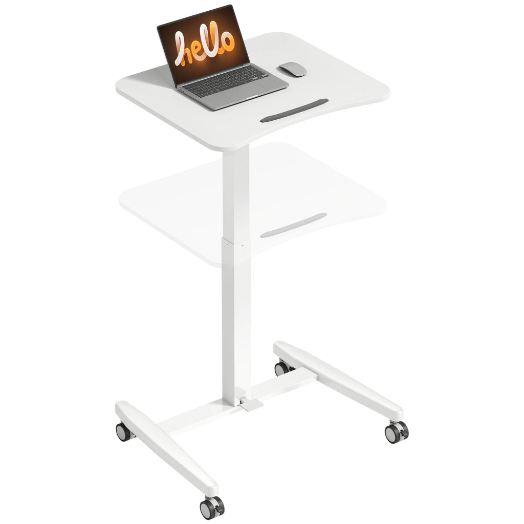 Scrivania Regolabile in Altezza con Ruote e Piano Inclinabile Bianco ¨C Zephmum ¨C Bianco