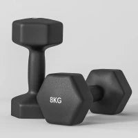 Set 2 Manubri Esagonali da 2x8 kg in Metallo e Plastica con Impugnatura Antiscivolo, 24x11x11 cm, Nero