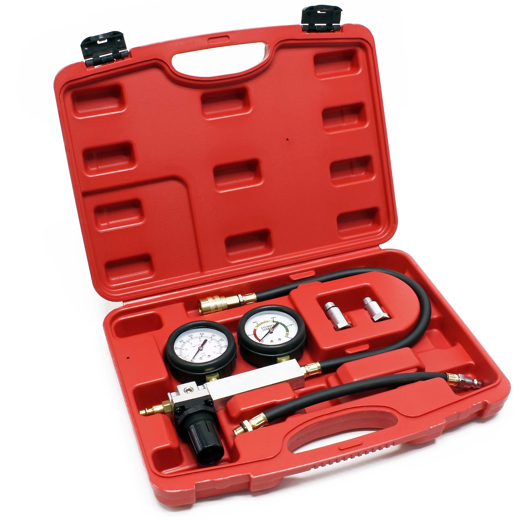 Tester compressione motori a benzina, con adattatori, set per test di perdita del cilindro
