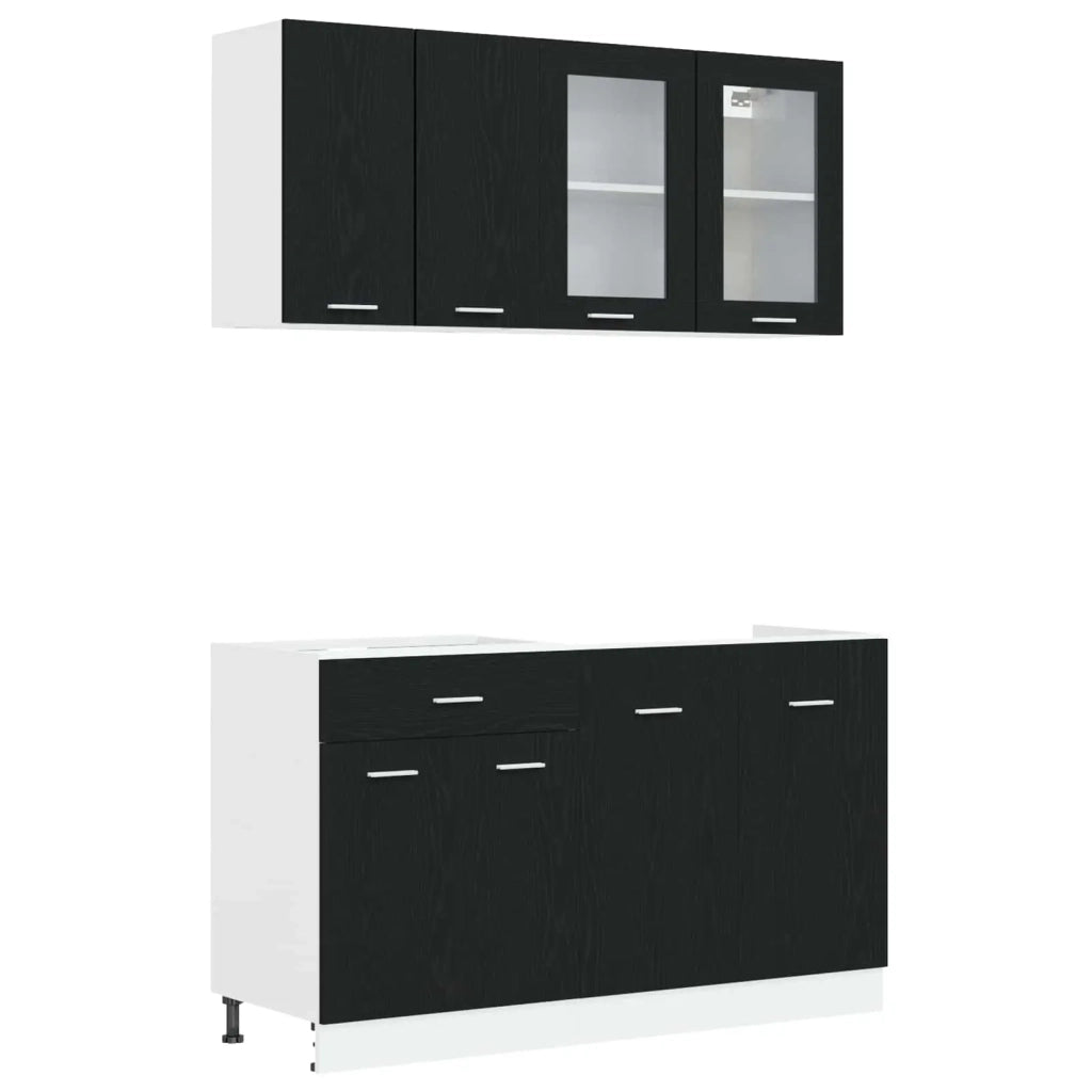 Unità Cucina Lyon 4 pcs Rovere Nero Legno ingegnerizzato 3445848