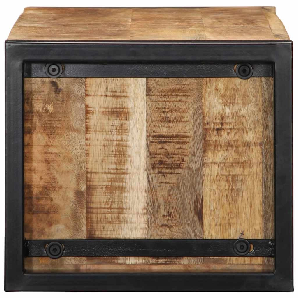 Pratico mobile porta TV da parete con contenitore 80 x 30 x 25 cm in legno massello di mango grezzo 02_0057661