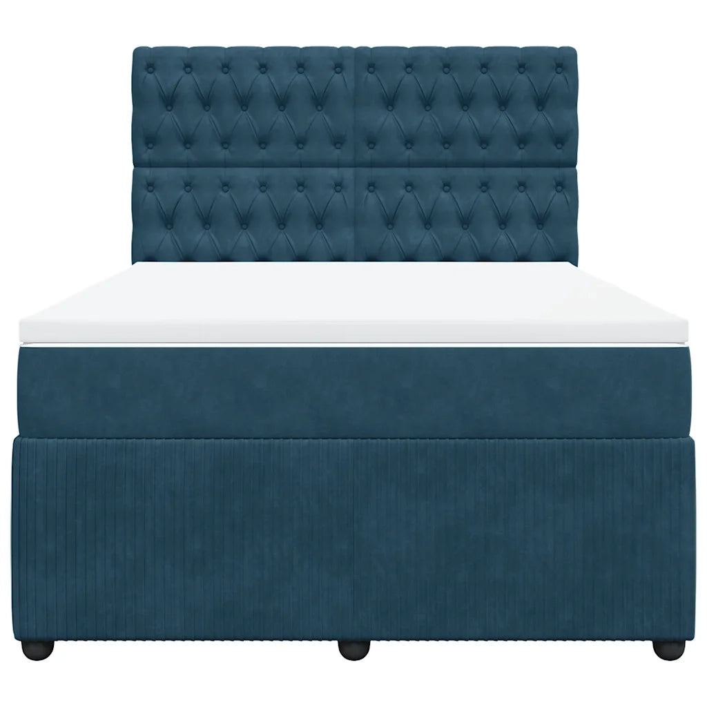Giroletto a Molle con Materasso Blu Scuro 140x190 cm in Velluto 3292344